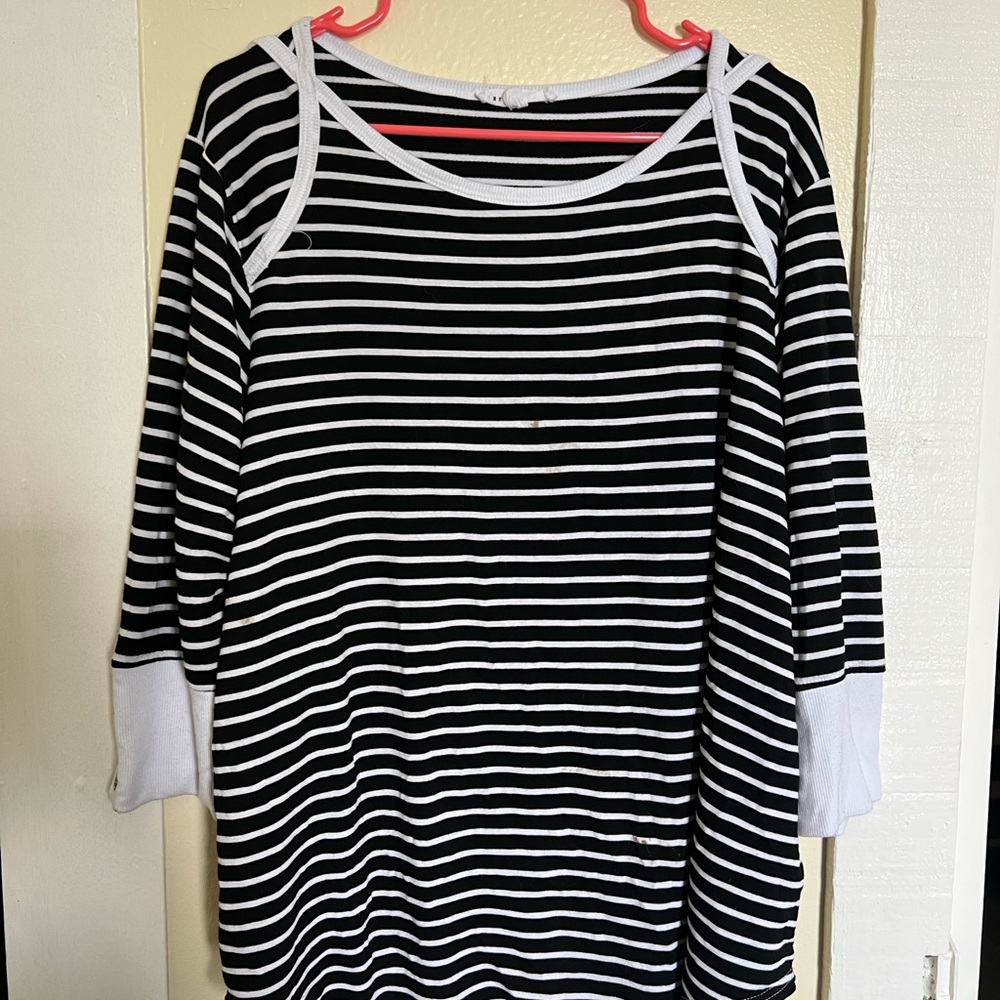 Jane and Delancey Black and White Striped Top